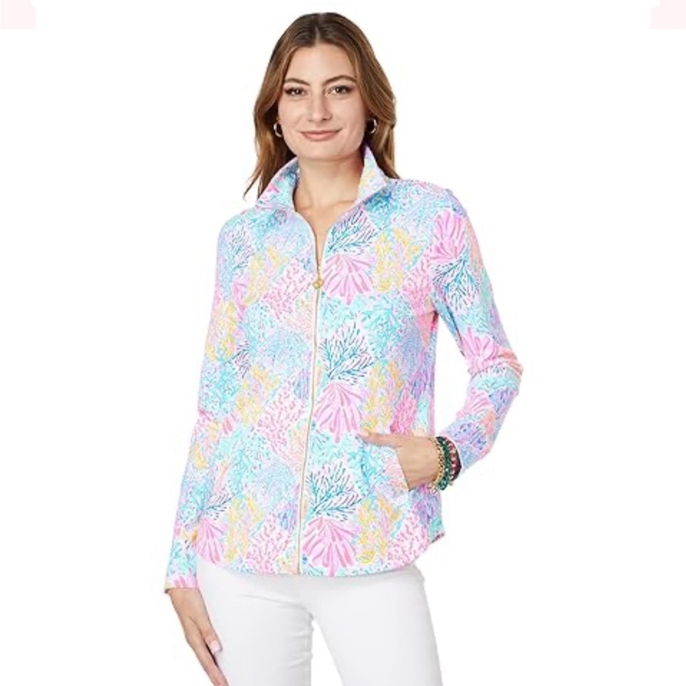 Lilly Pulitzer Leona Zip Up Multi Splashdance